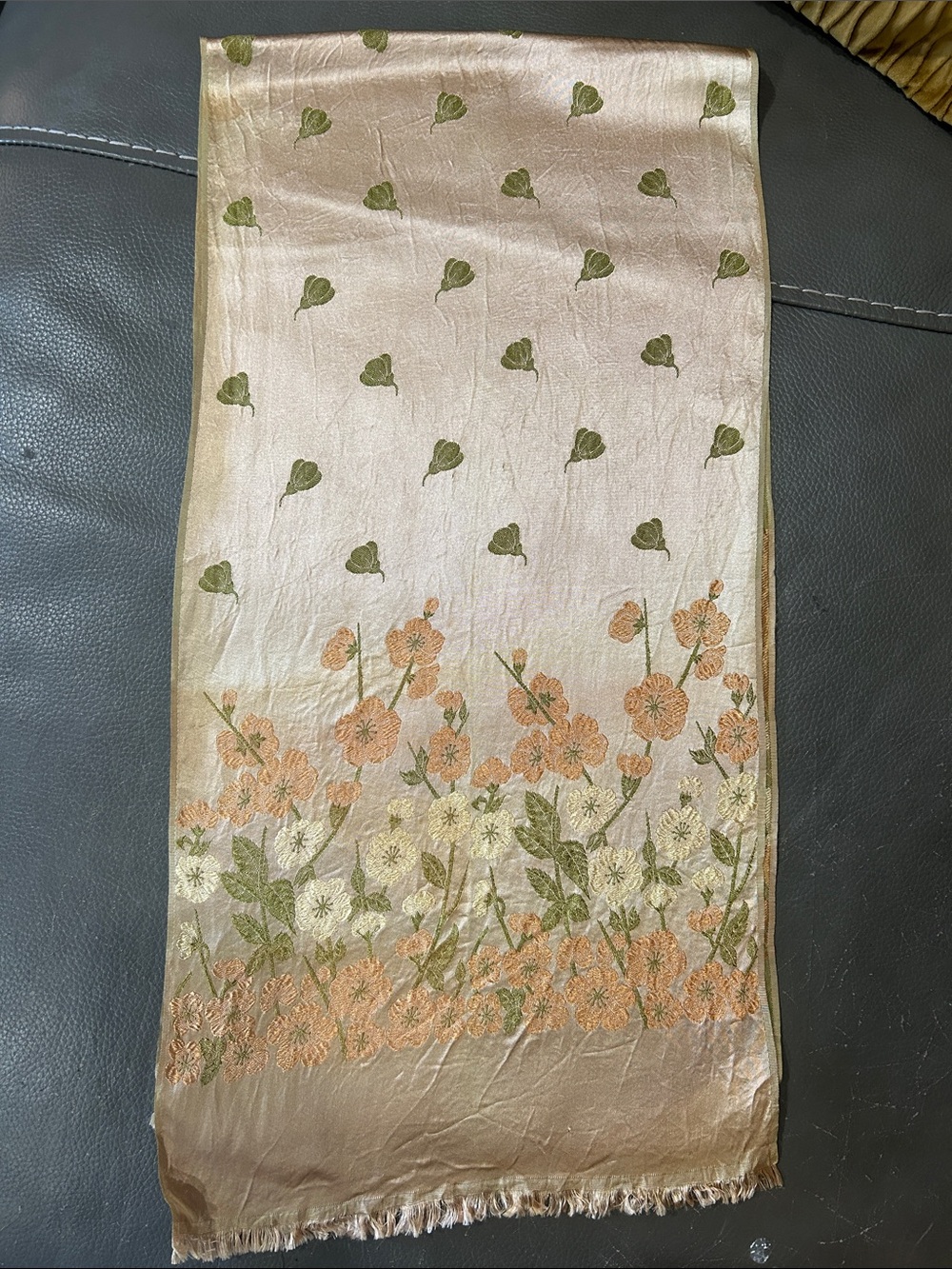 RESERVED @frenchluck Blue/Mustard Square Scarf & French Textile Runner - Picture 5 of 8